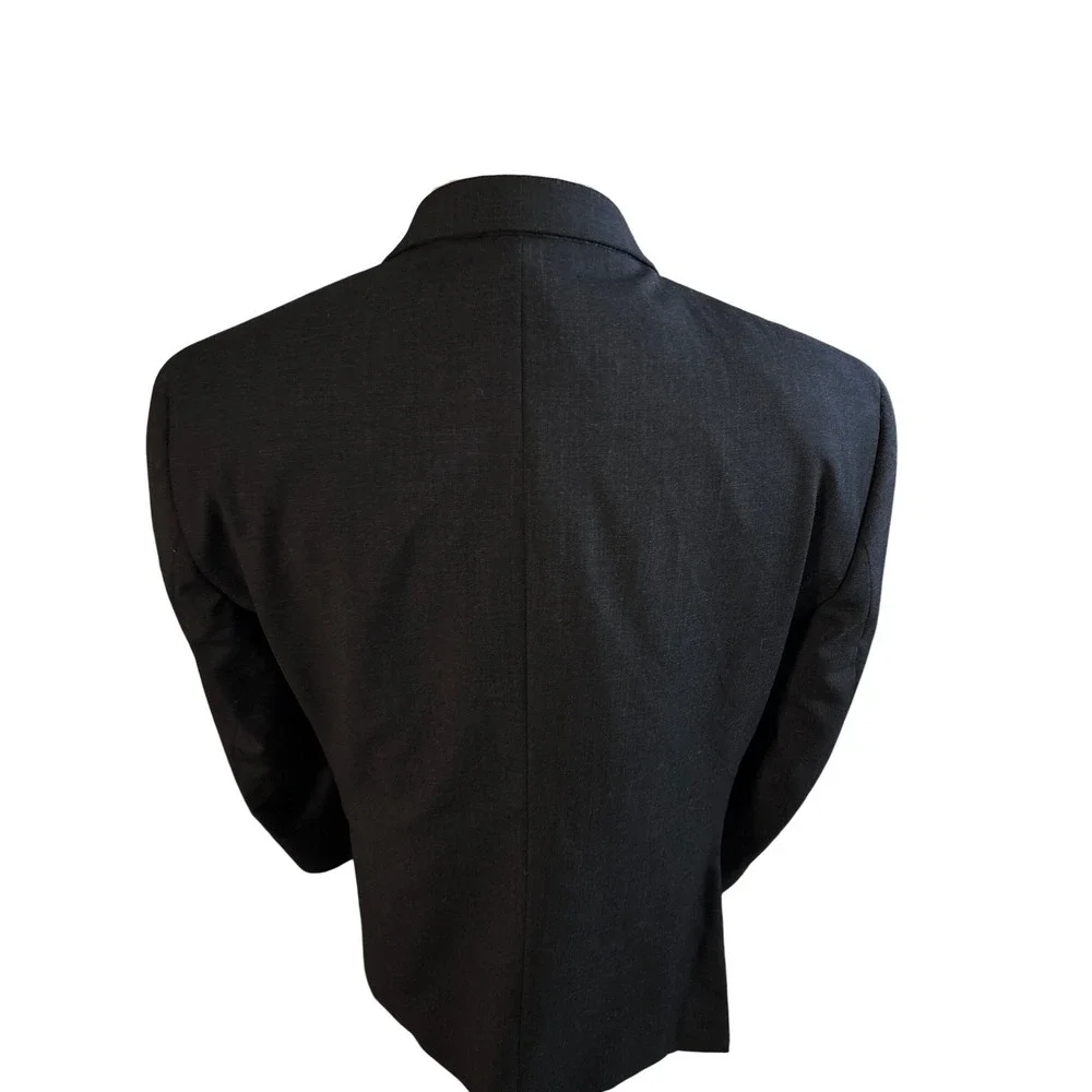 Pronto‎ Uomo Men Solid Black Wool Blend 3 Piece Suit Size 48x 43 Regular